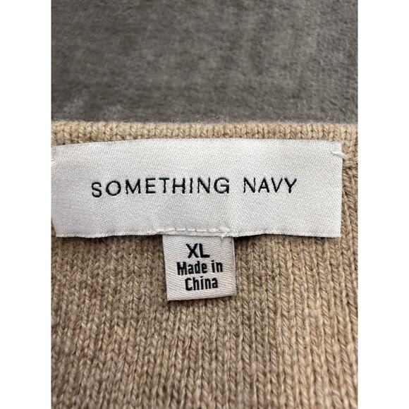 Something Navy Ribbed Wool Blend Sweater Dress Tan XL Bustier Knit Midi Slit - Picture 13 of 15